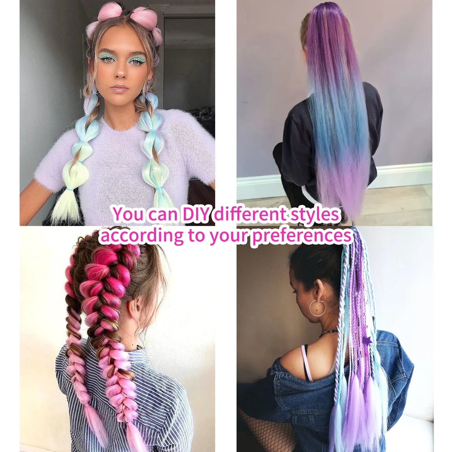 Purple Synthetic Ponytail Extension with Elastic Band – Long Straight Yaki Hairpiece for Braids & DIY Styles