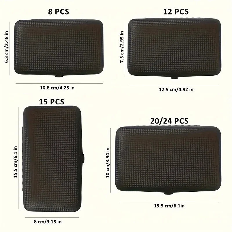 8/12/15/20/24-Piece Stainless Steel Manicure & Pedicure Kit - Nail Clippers, Cutters, Scissors & Ear Spoon Tools