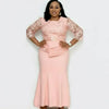 Plus Size Christmas Maxi Dress 4XL-5XL O-Neck 3/4 Sleeve Lace Patchwork Evening Party Dress