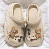 Women DIY Silver Chain Bear Charm EVA Clogs, Platform Garden & Beach Sandals for Summer Spring Autumn