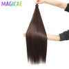 3-Pack 28-Inch (71 cm) Straight Crochet Braids Synthetic Hair Extensions High-Temperature Ombre Blonde Brown Gray