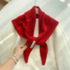 Women’s Korean-Style Triangle Knit Wool-Blend Scarf Shawl, Warm Winter Neck Wrap — 80–120 cm (31–47 in)