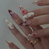 24-Pack Christmas Green Snowflake Press-On Nails with Rhinestones – Holiday False Nail Set for Women