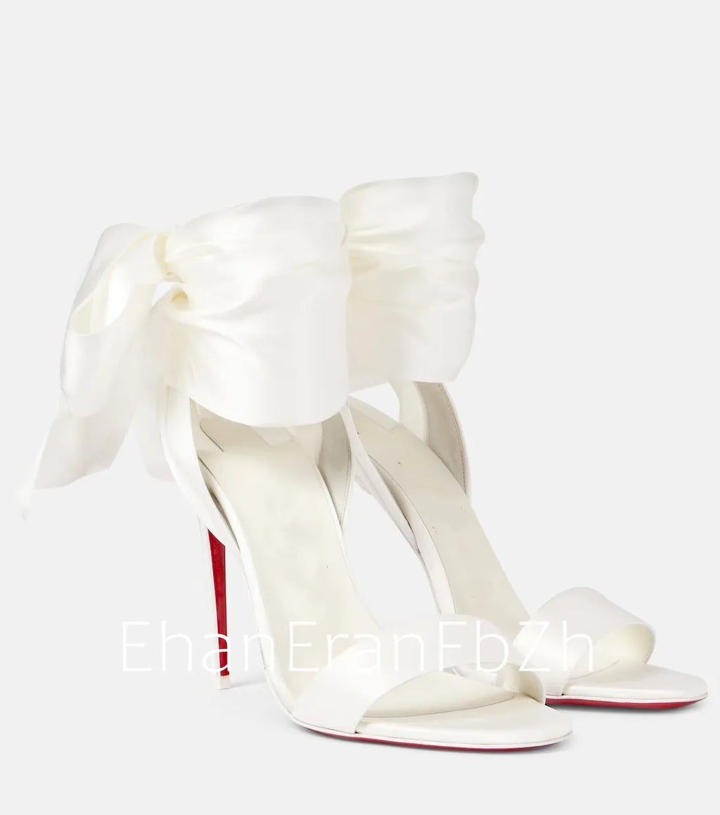 Women's Ankle Strap Stiletto Sandals 8 cm (3.15 in) High Heels Microfiber Wedding & Party Shoes