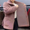 Thick Faux Sheepskin Fleece-Lined Leather Coat — Loose Fit Jacket for Middle-Aged & Mature Women, Autumn/Winter