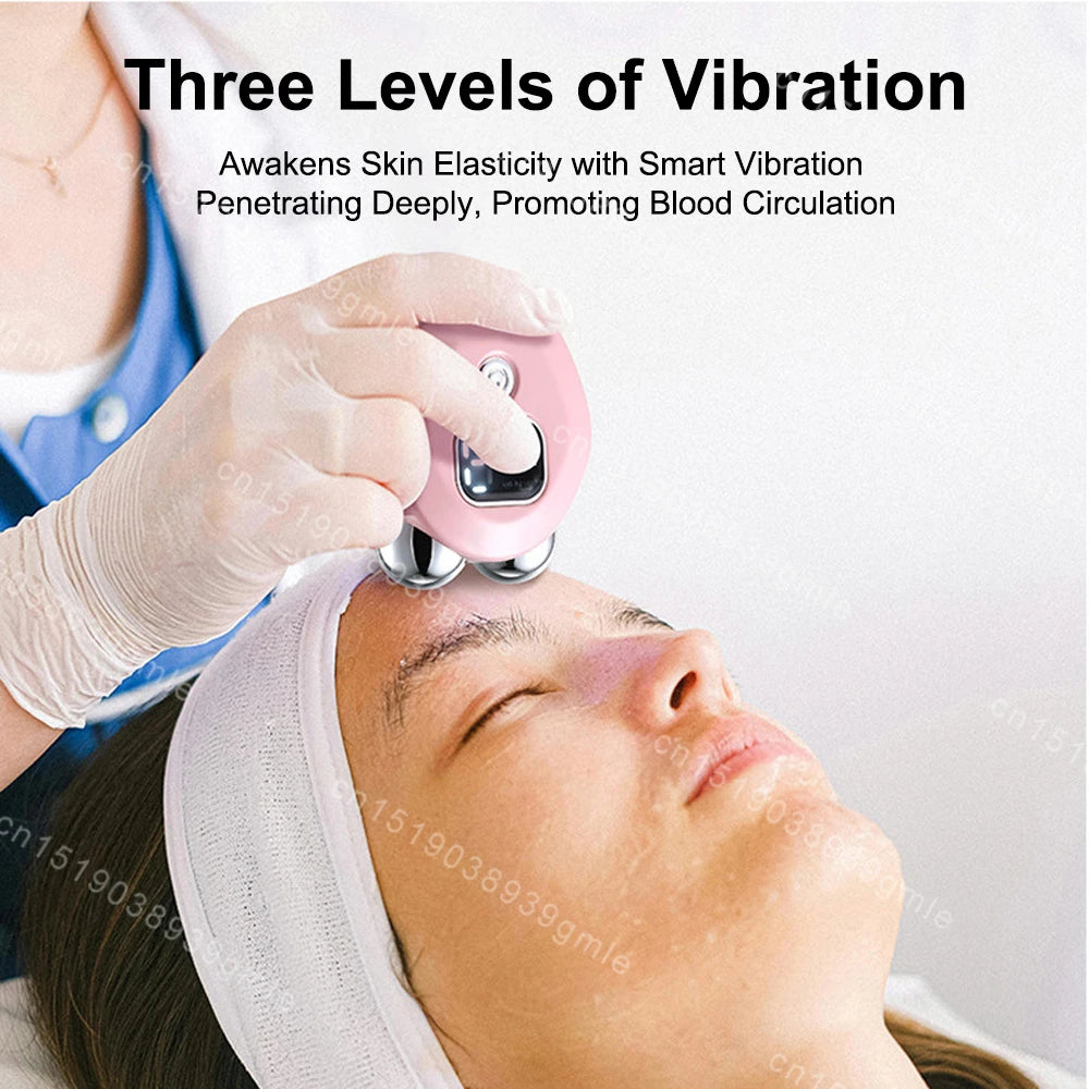 Microcurrent Facial Massager Roller — Vibration EMS Face & Neck Lifting Skin Tightening Anti-Wrinkle Device