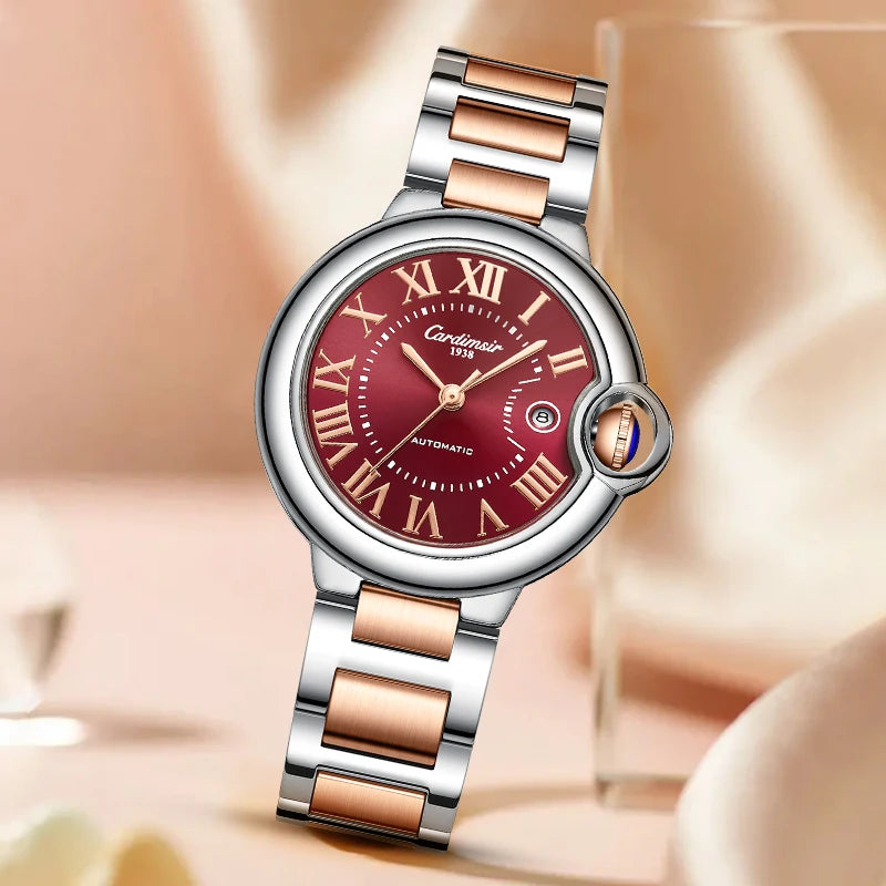 Cardimsir Ballon Bleu 33mm Automatic Women's Watch, Sunburst Dial Sapphire Crystal, 50M Water-Resistant Date