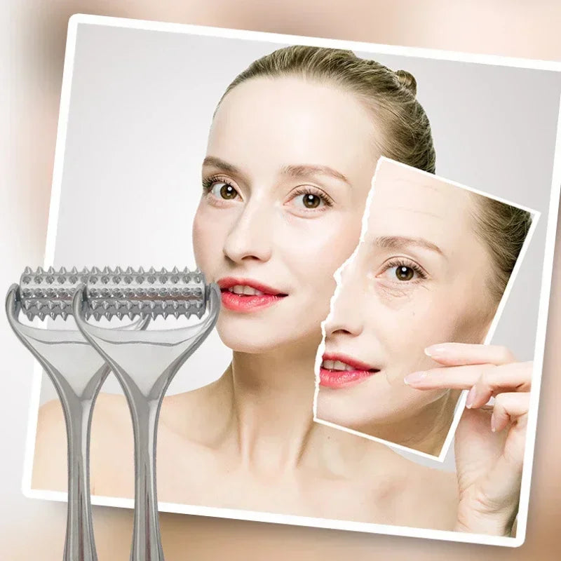 Zinc Alloy Microneedle Derma Roller – Manual Facial & Body Microneedling Tool for Wrinkle Removal & Skin Rejuvenation