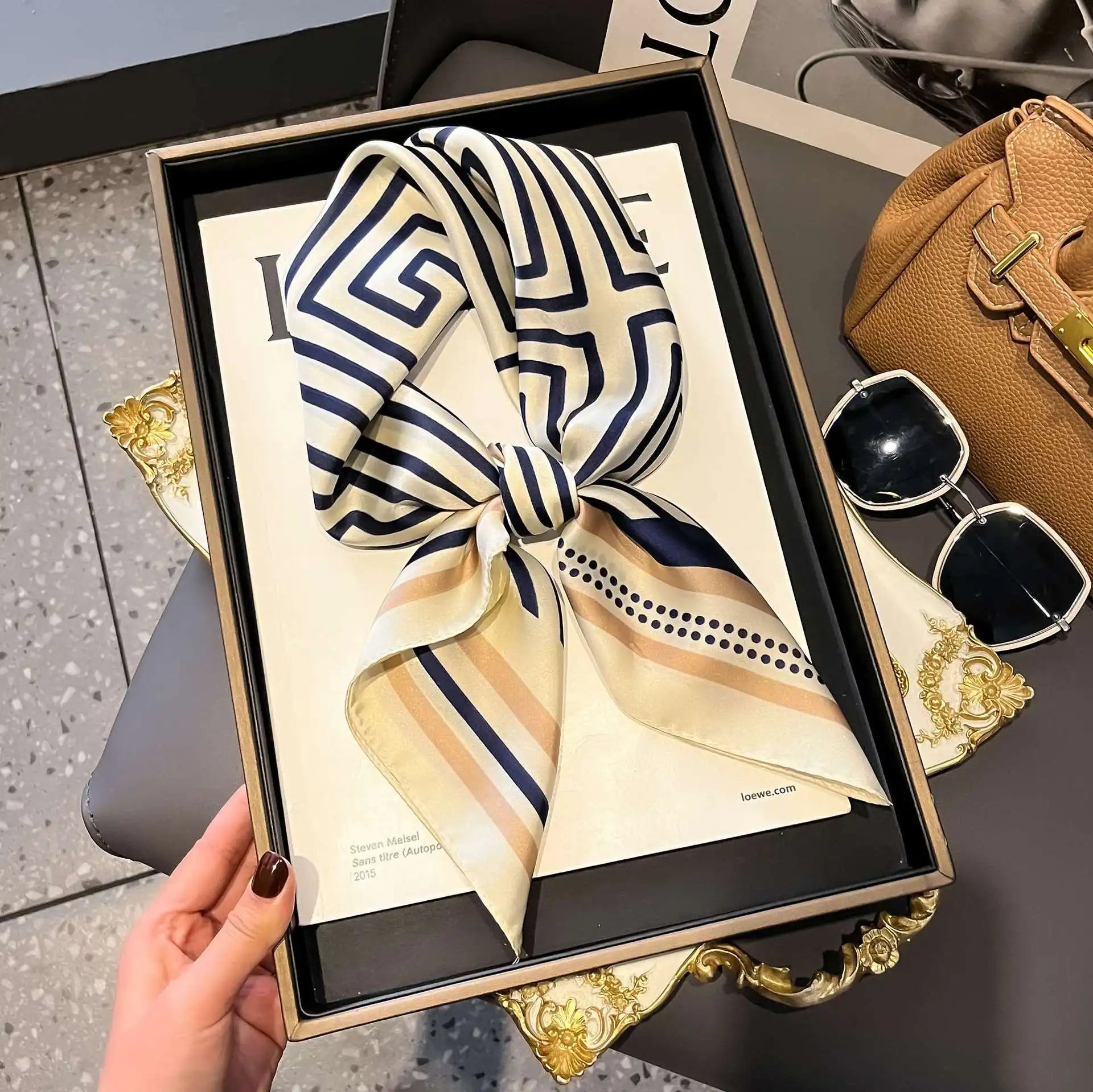 Luxury Silk-Feel 70cm (27.6in) Square Satin Scarf for Women — Neck Tie, Hair Bandana & Headkerchief