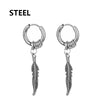 Unisex Gothic Cross Stainless Steel Drop Stud Earrings - Punk Rock Hip Hop Street Jewelry, 1 Pair
