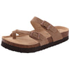 Women's Suede Mules with Cork Insole, Arch Support Slip-On Sandals with Adjustable Buckle – Casual Summer Slides