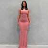 Spaghetti Strap Black Bodycon Trumpet Maxi Dress Y2K Sleeveless Long Evening Dress