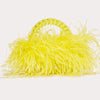 Pearl Bead Feather Fur Acrylic Crystal Box Clutch — Handmade Evening Party Handbag