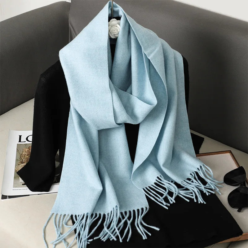 Women's Winter Scarf, Thick Cashmere-Look Pashmina Shawl with Tassels, Windproof Wrap, 175+ cm (69+ in) — 62 Colors