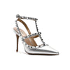 Gladiator Heeled Sandals for Women Rivet Ankle Strap Patent Leather Thin High Heels (6–10 cm / 2.4–3.9 in)