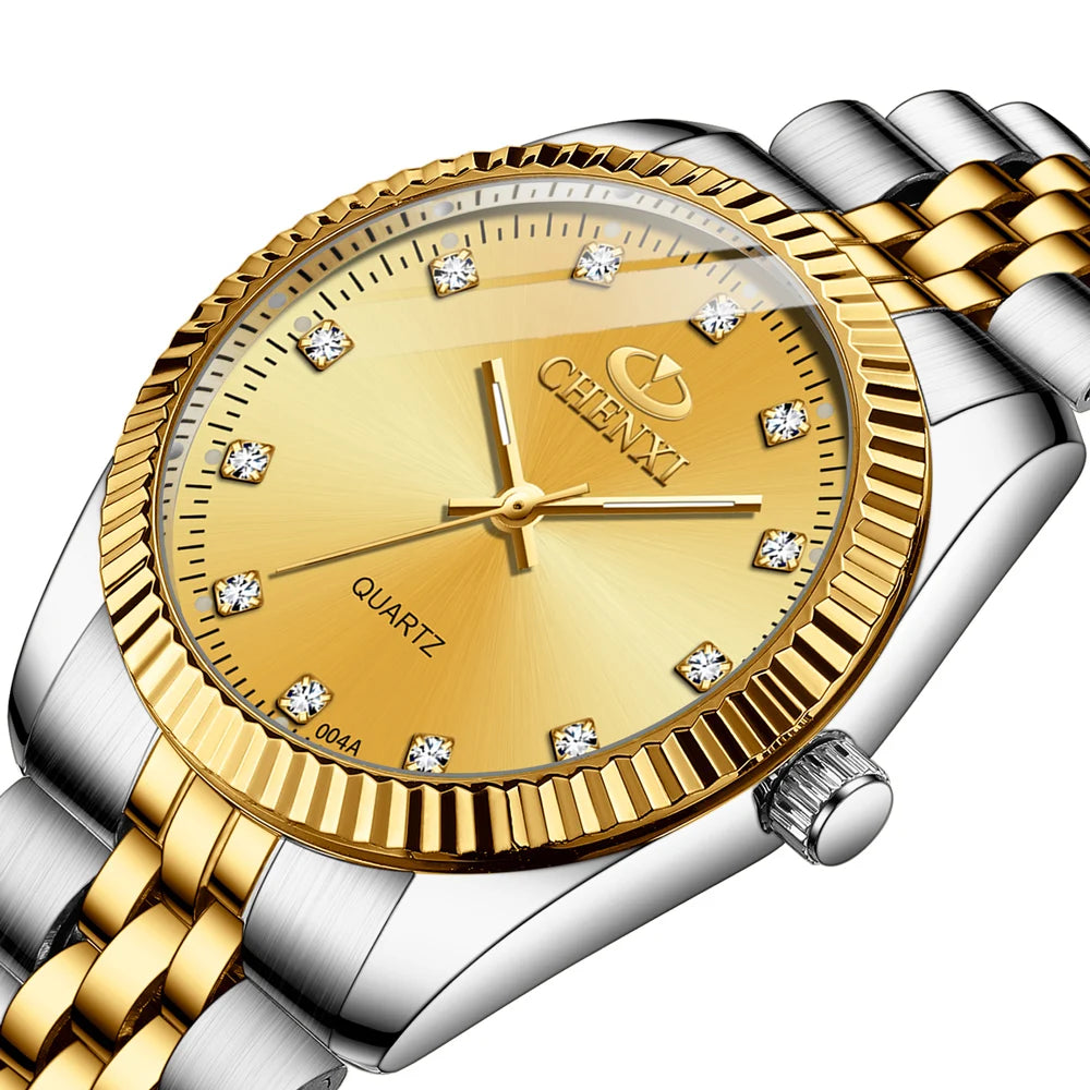 CHENXI Women's Gold Stainless Steel Quartz Watch – Small 26mm (1.02 in) Round Dial Dress Bracelet Wristwatch