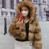 HOOOFUR Brown Raccoon-Style Faux Fur Coat - Women's Thick Quilted-Lined Winter Jacket, Plus Sizes to 5XL