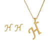 Stainless Steel Alphabet Initial Necklace & Stud Earrings Set – 26 Letter Personalized Jewelry Gift for Women