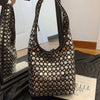 Women's Punk Metal Rivet PU Suede Bucket Shoulder Bag Underarm Tote Motorcycle Chic