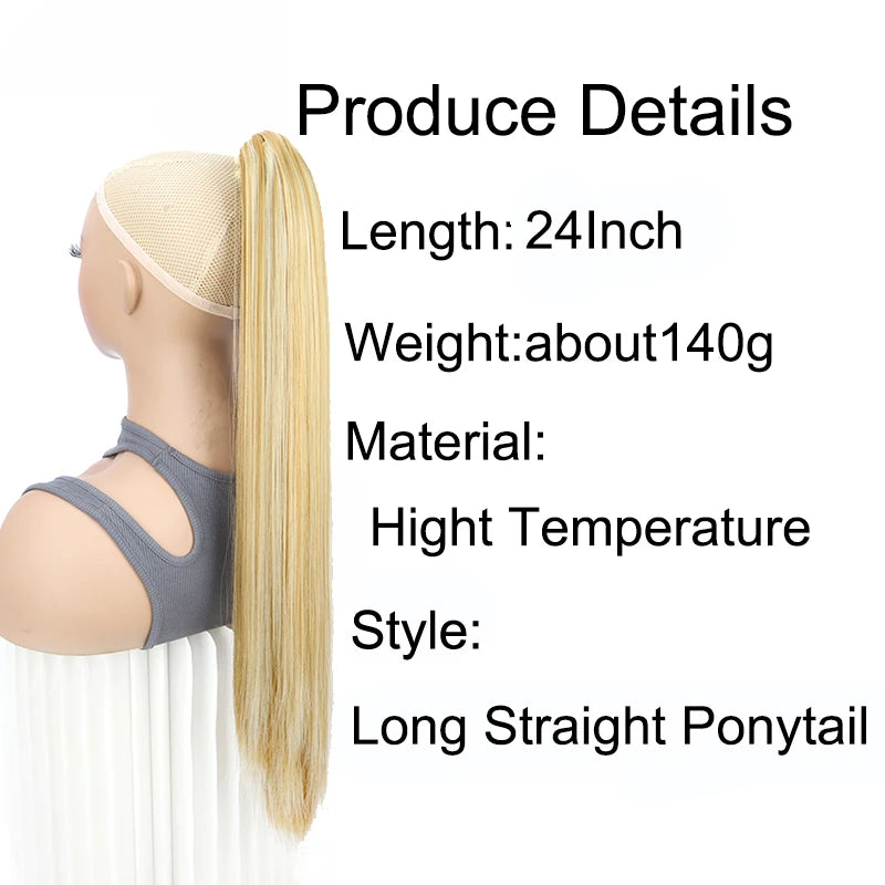 24-Inch (61 cm) Clip-In Straight Ponytail Hair Extension, Heat-Resistant Synthetic Claw Clip for Women, Blonde/Black