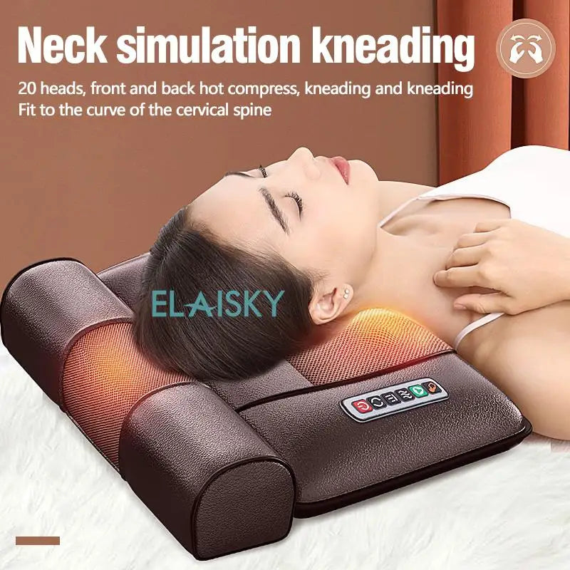 ELAISKY Electric Massage Mattress – Full-Body Vibrating & Infrared Heating Massager Cushion for Neck, Back & Feet Pain Relief