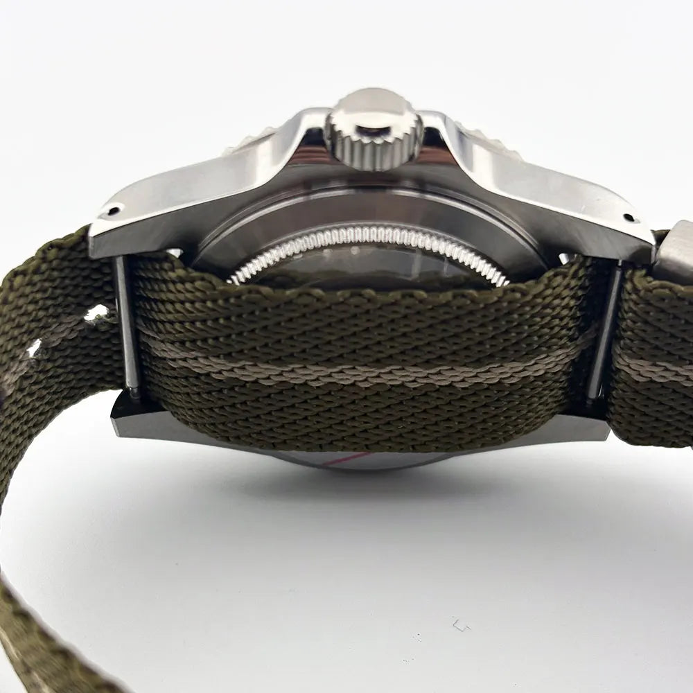 40mm Vintage 316L Stainless Steel Watch Case — 10BAR (100m/330ft) Water-Resistant, 20mm Nylon Strap Compatible, Fits Mechanical Movements