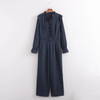 PB&ZA Women's Plaid Bubble-Sleeve Wide-Leg Ankle-Length Jumpsuit, Casual High-Waist Loose Fit for Spring/Summer
