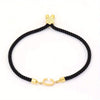 Black Letter Bead Rope Bracelet for Women – Simple Classic Hand-Knot Rope Jewelry with Stainless Steel Accent