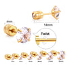 LUXUSTEEL 2-Pack 316L Stainless Steel Crystal Zircon Stud Earrings – Hypoallergenic Gold-Tone Round Cartilage Piercing 3–8mm (0.12–0.31 in)