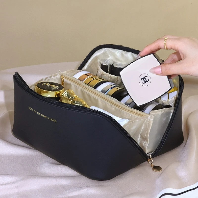 Travel Makeup Organizer Bag for Women – Luxury Polyester Toiletry & Cosmetic Case with Zipper