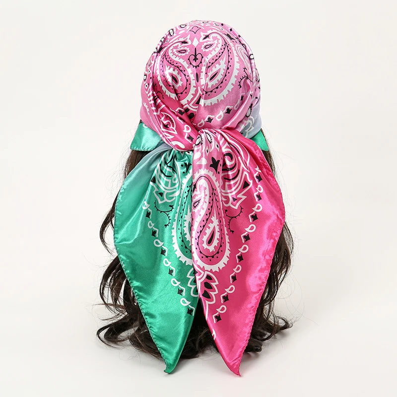 Satin-Feel Square Scarf 90 x 90 cm (35.4 x 35.4 in) – Satin-Look Polyester Hijab, Neckerchief, Shawl & Headscarf for Women