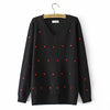 Plus Size V-Neck Knit Sweater – Loose Casual Long Sleeve Pullover for Autumn/Winter (1XL–4XL)