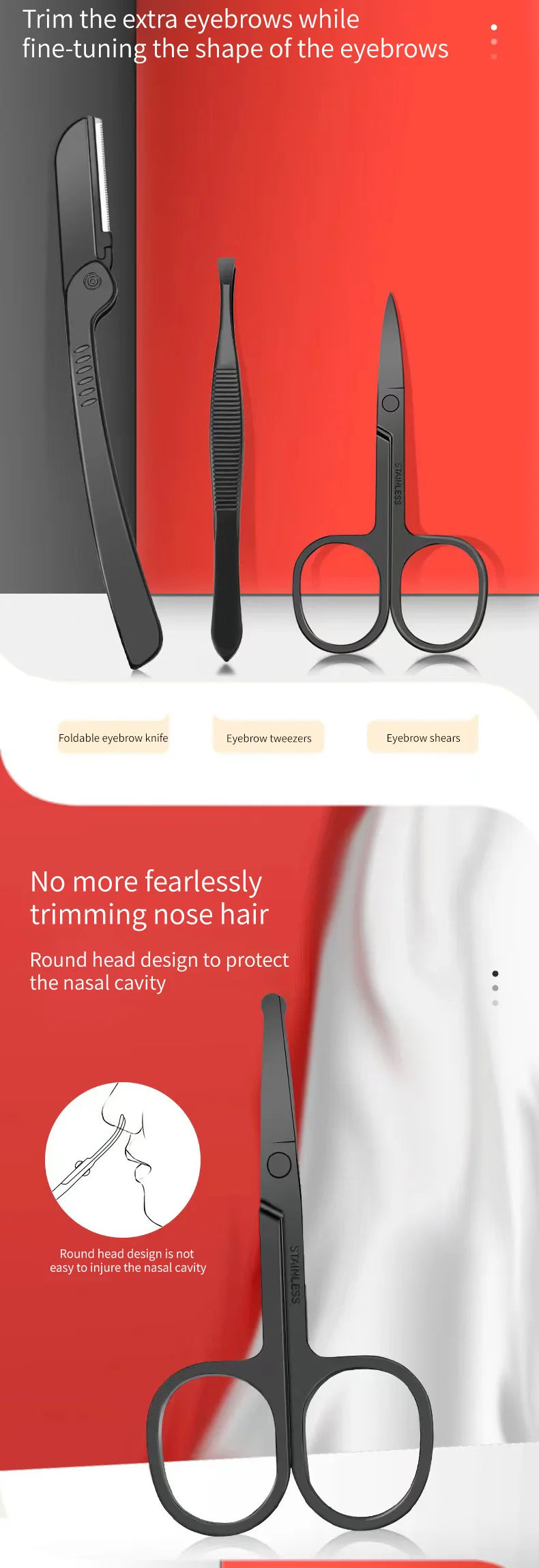 Black & Red Nail Clipper Set – Stainless Steel Manicure & Pedicure Tool Kit, Multi-Pack (4/7/10/12/16/18/24 Sets)