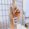 Sparkling Rhinestone Initial Keychain - Round Alloy Letter Charm with Crystal Pendant