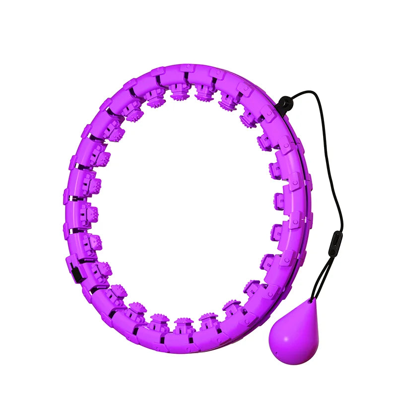 Adjustable 24-Section Smart Fitness Hula Hoop – Detachable Waist Massager with Silent Rollers for Slimming & Home Workout