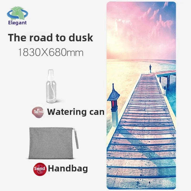 Suede Chamois Yoga Mat 183 x 68 cm (72 x 26.8 in) - Portable Foldable Non‑Slip Exercise Mat for Yoga, Dance & Jump Rope