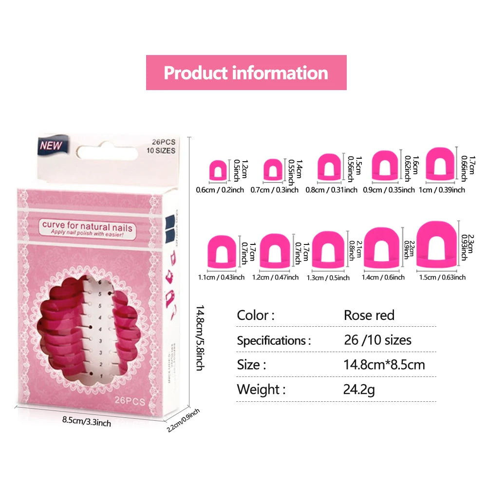 26-Pack Nail Polish Protectors — U-Shape Finger & Toe Guards, Soft Stretch Silicone Nail Art Shields