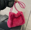 Faux Fur Shoulder Bag for Women – Luxury Plush Hobo Handbag, Winter Warm Soft PU Purse