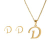 Stainless Steel Alphabet Initial Necklace & Stud Earrings Set – 26 Letter Personalized Jewelry Gift for Women