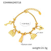 316L Stainless Steel Heart Charm Bracelet for Women 18K Gold Plated with Shining Zircon Pendant