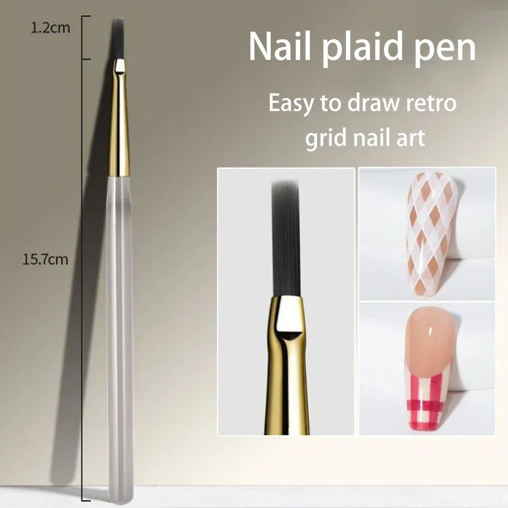 Plaid Nail Art Brush 0.5mm Fine Detail Brush for Tartan, Lines & Gel Acrylic Nails