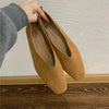 Women's Square Toe Vintage Leather Loafers Soft Comfortable Ballet Flats