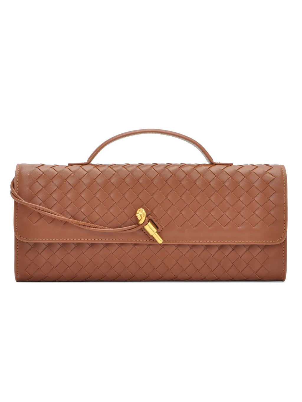 Woven Leather Baguette Shoulder Bag, Genuine Cow Leather Crossbody Handbag for Women