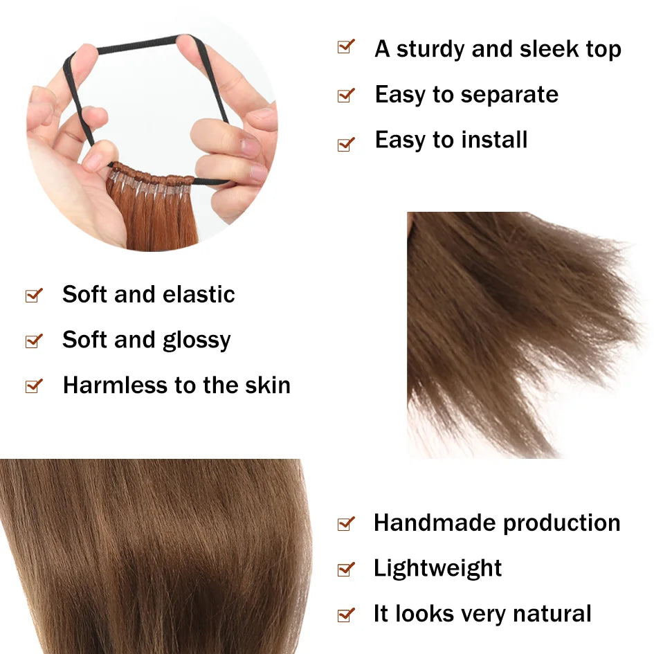 Synthetic Long Straight Ponytail Wig 18-32 Inch (45-81 cm) Headband or Elastic Wrap Hair Extension