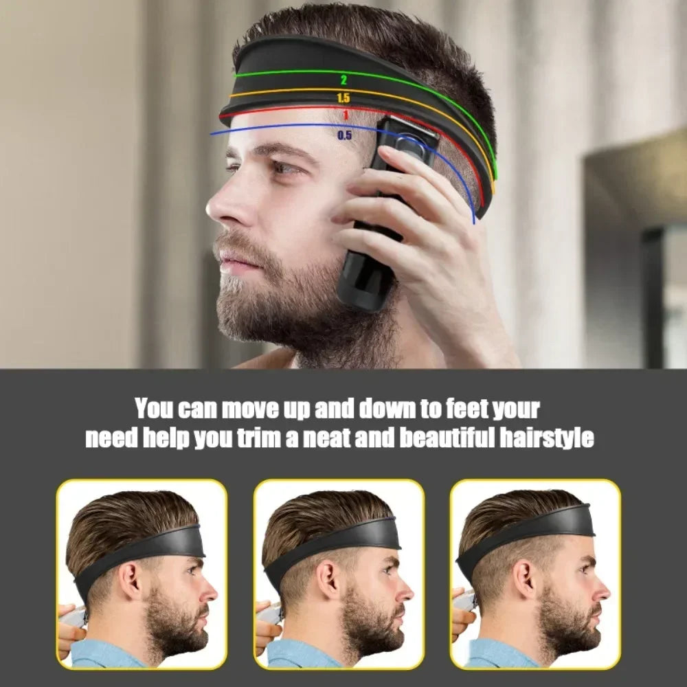 Silicone Neckline Haircut Guide Headband – Curved Barber Template for DIY Fades, Hands-Free Trimming (Fits Most 21.5 in / 54.6 cm)