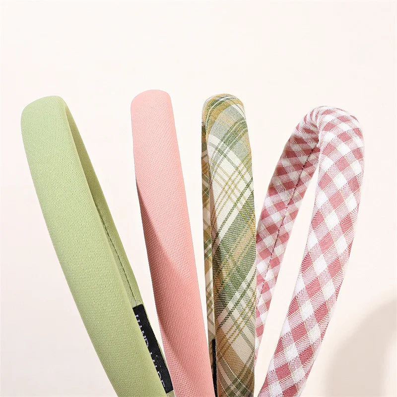 1/2/3-Pack Women's Solid & Plaid Fabric Headbands – Spring Summer Sweet Princess Head Hoops