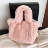 IMYOK Faux Fur Plush Shoulder & Crossbody Tote Bag — Soft Women's Casual Fashion Handbag (Small & Large)