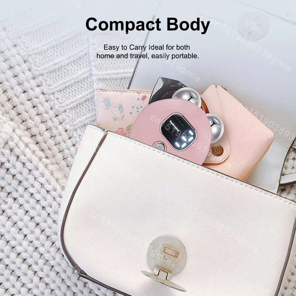 Microcurrent Facial Massager Roller — Vibration EMS Face & Neck Lifting Skin Tightening Anti-Wrinkle Device