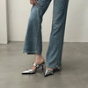 Women's Summer Pointed Toe Buckle Strap Thin High Heel Sandals - Silver PU Platform Party Shoes