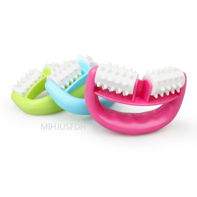 Handheld D-Shaped Double Roller Anti-Cellulite Massager — Slimming Tool for Face, Legs & Body